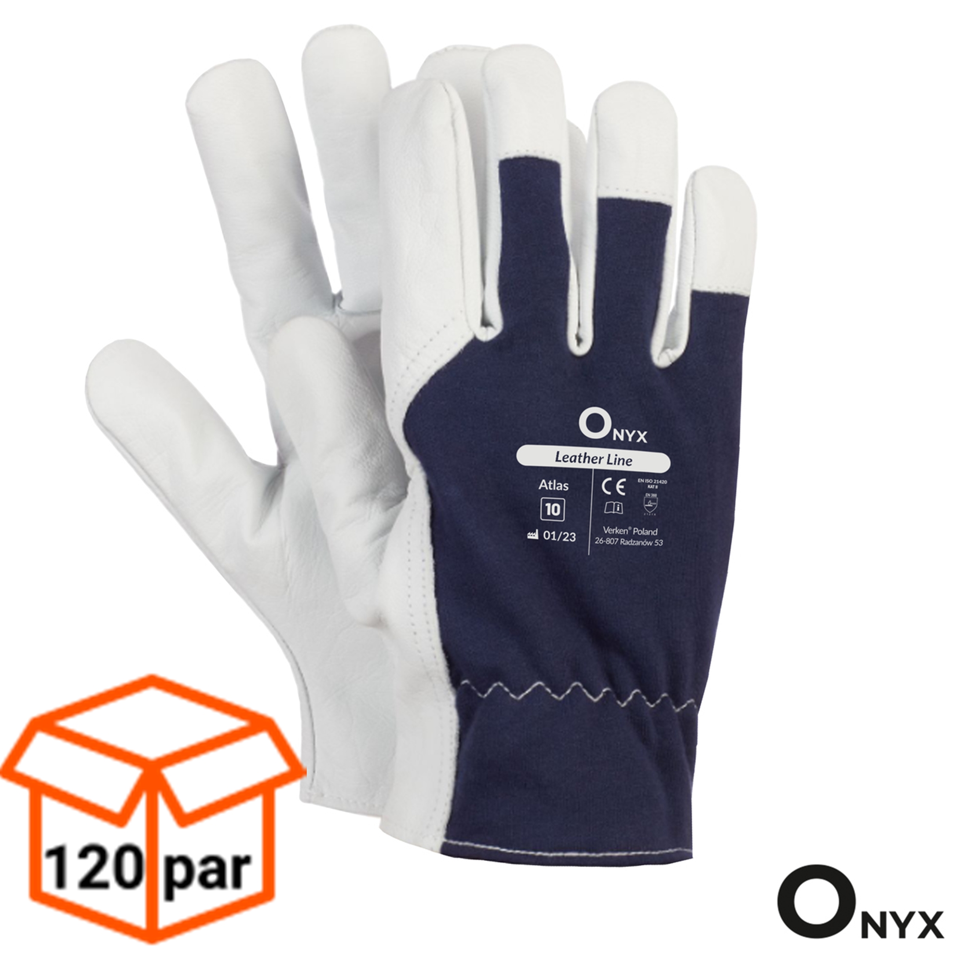 Rękawice robocze skórzane monterskie 120 PAR -1 KARTON 4,85 zł para