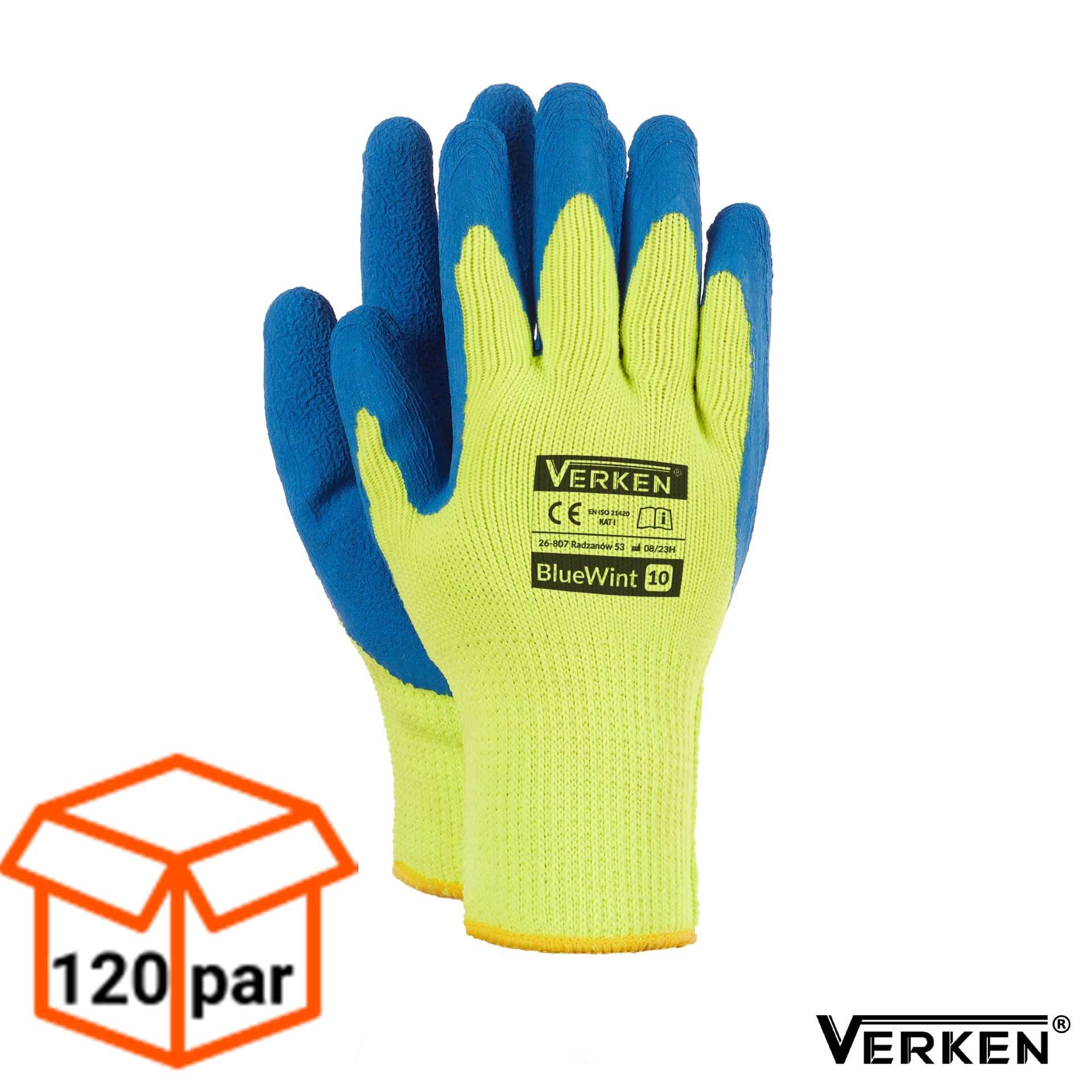 Rękawice Robocze Ocieplane Zimowe Verken BlueWint 120 PAR -1 KARTON 2,70zł para