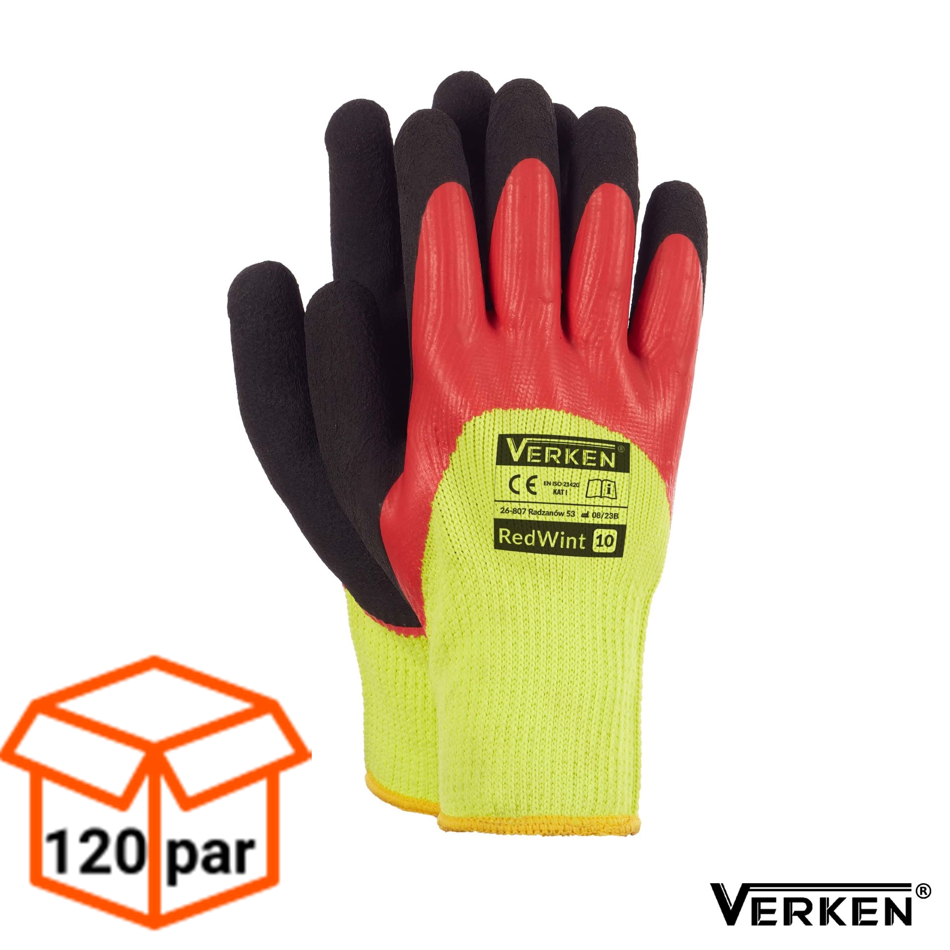 Rękawice Robocze Zimowe Ocieplane Wodoodporne Verken Redwint120 PAR -1 KARTON 3,85 zł para