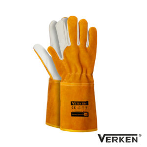 Rękawice robocze spawalnicze skórzane, dwoina bydlęca kozia skóra Verken Honey Spark